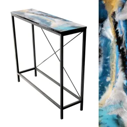 ArteHome Toaletki I Konsole*Konsola "20" 90/25/82cm z blatem z żywicy epoksydowej industrialna metalowa