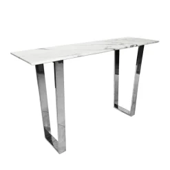 ArteHome Toaletki I Konsole*Konsola Madera 36/76/122cm w stylu glamour z białym marmurowym blatem o srebrnym stelażu