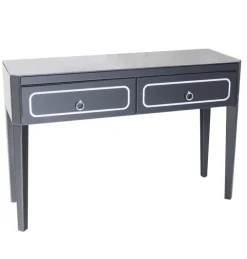 ArteHome Toaletki I Konsole*Konsola Marina 118/40/78cm z czarnego szkła na prostych nóżkach ze srebrnymi elementami