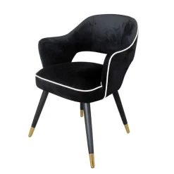 ArteHome Krzesła*Krzesło Nizza 61/62/80cm tapicerowane czarnym welurem z białą lamówką