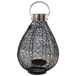 ArteHome Pozostałe Dekoracje*Lampion czarny metalowy z siateczki ze srebrnym uchwytem PV-118158