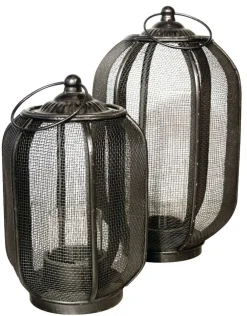 ArteHome Pozostałe Dekoracje*Lampion metalowy tarasowy z rączką w kolorze ciemnobrązowym 28 cm