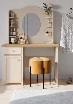 Dzieci Lenart Biurka Do Pokoju Młodzieżowego|Biurka Do Pokoju Dziecięcego*biurko z nadstawką Story SO-03 + SO-06, toaletka beż piaskowy/dąb vincenza bielona