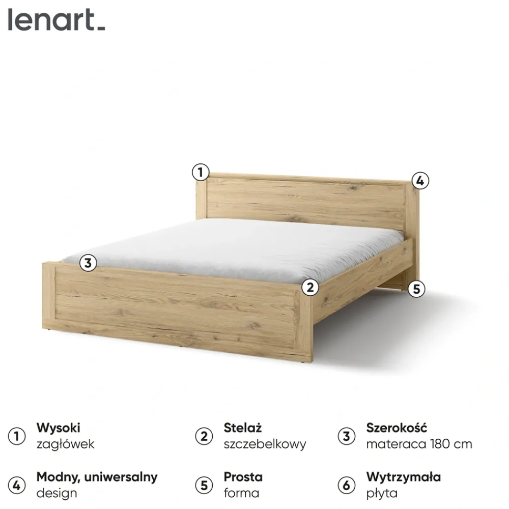 Lenart Łóżka Do Sypialni|Łóżka Drewniane*łóżko 180 Idea ID-08 sanremo