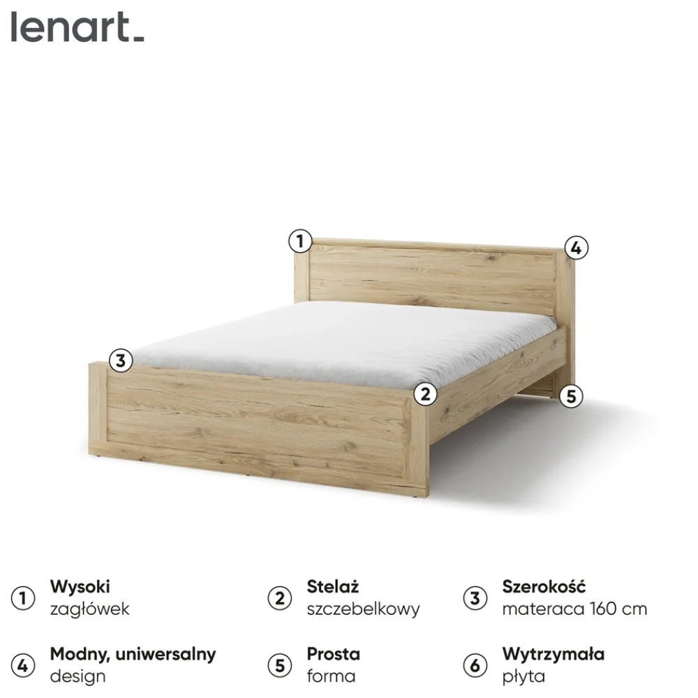 Lenart Łóżka Do Sypialni|Łóżka Drewniane*łóżko 160 Idea ID-08 sanremo
