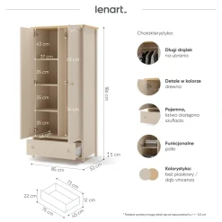Dzieci Lenart Szafy Do Pokoju Młodzieżowego|Szafy Do Pokoju Dziecięcego*szafa Story SO-12 beż piaskowy/dąb vincenza bielona