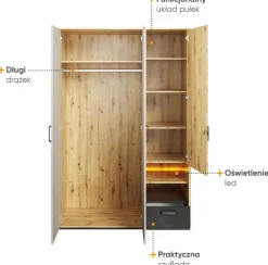 Dzieci Lenart Szafy Do Pokoju Młodzieżowego|Szafy Do Pokoju Dziecięcego*szafa szeroka Qubic QB-02 z podświetleniem