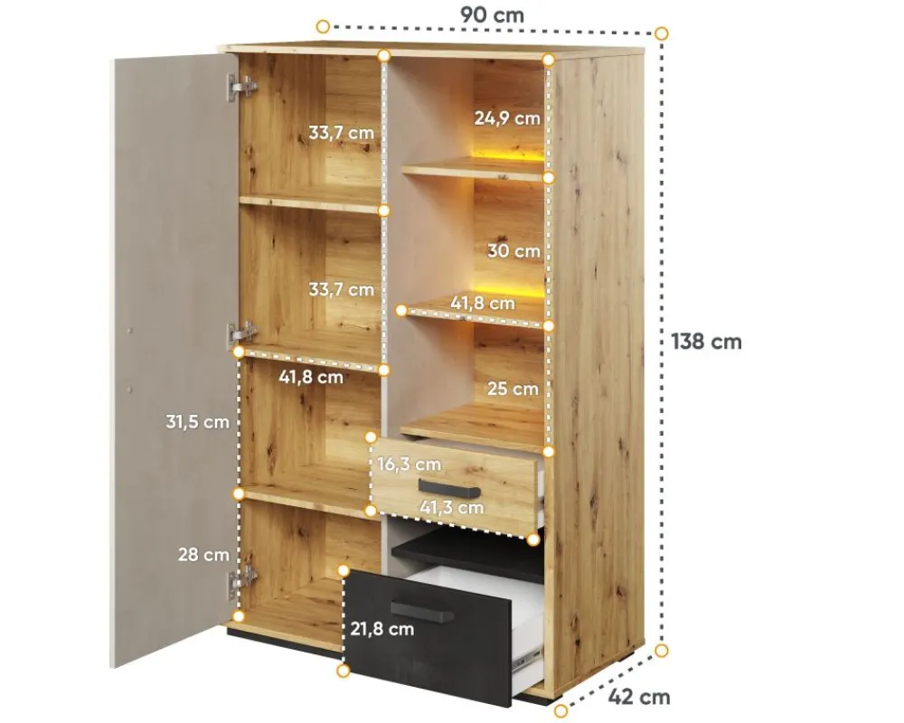 Dzieci Lenart Szafki I Regały Do Pokoju Dziecięcego|Szafki I Regały Do Pokoju Młodzieżowego*szafka Qubic QB-05 z podświetleniem