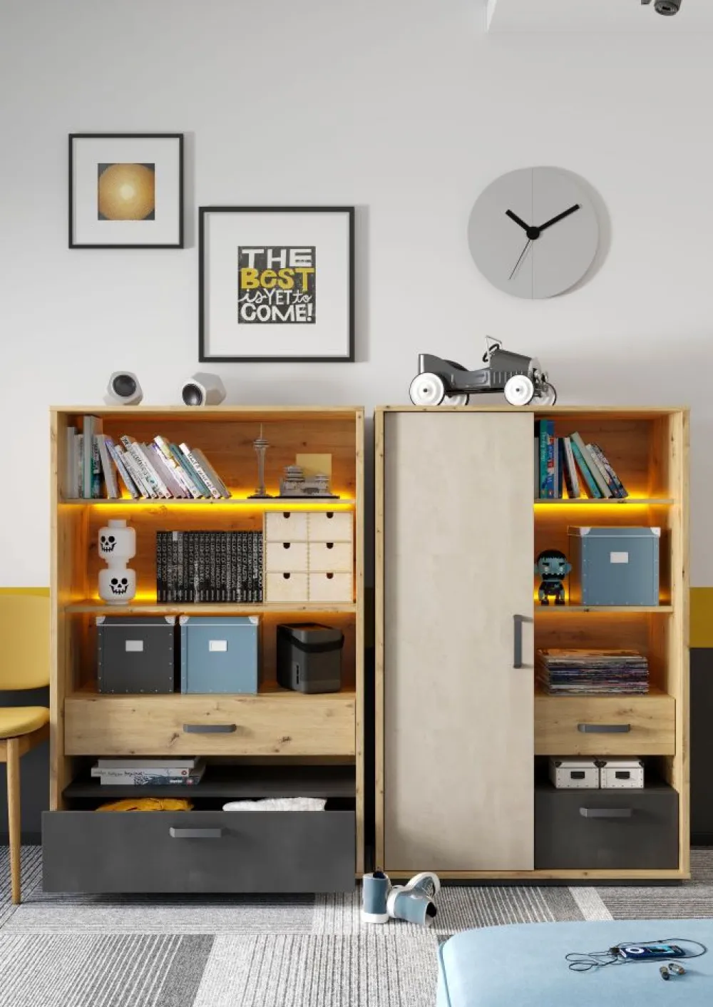 Dzieci Lenart Szafki I Regały Do Pokoju Dziecięcego|Szafki I Regały Do Pokoju Młodzieżowego*szafka Qubic QB-05 z podświetleniem