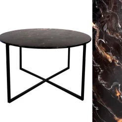 ArteHome Stoliki Kawowe I Ławy*Loftowy stolik kawowy 50/60/60 cm z czarno-brązową żywicą epoksydową na czarnym metalowym stelażu