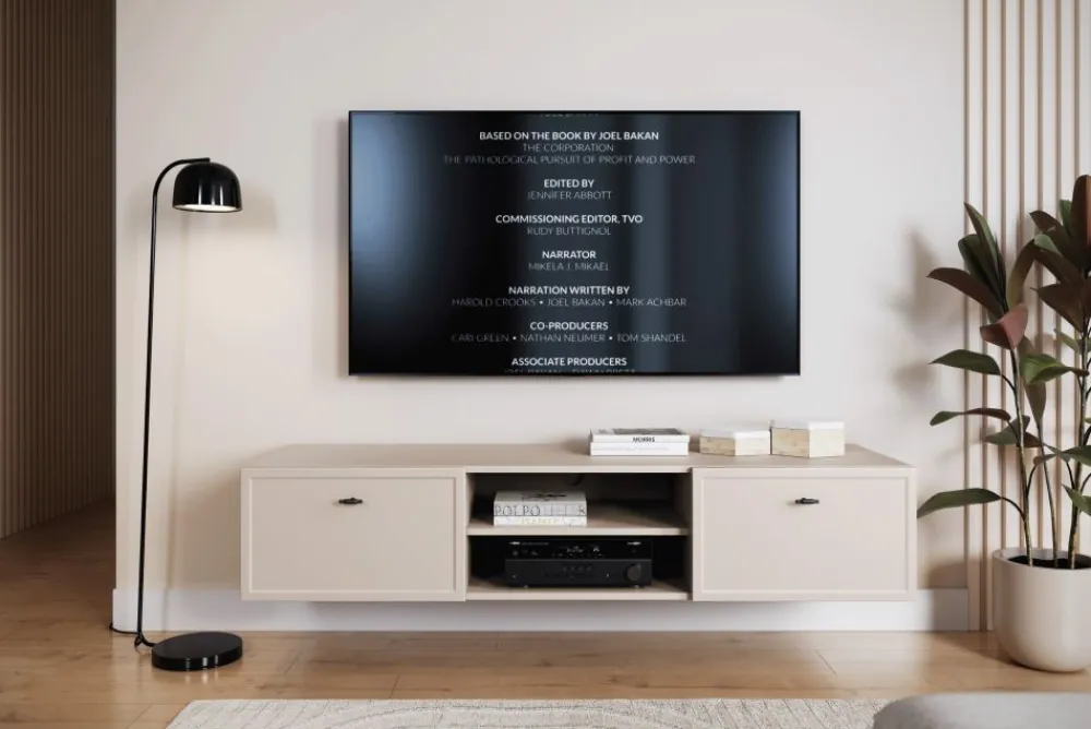 Szafki Rtv Do Salonu|Szafki Rtv*LORINI RTV 150 2SZ - cashmere / T-bar czarny / wisząca