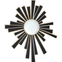 ArteHome Lustra*Lustro dekoracyjne Belize 92/80cm z czarno-złotymi elementami w kształcie promieni słońca
