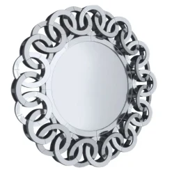 ArteHome Lustra*Lustro okrągłe Carla 90cm z lustrzaną ramą o splocie łańcuchowym