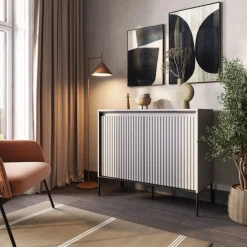 Dzieci Lenart Komody Do Biura|Komody Do Przedpokoju*Mała komoda ryflowana   Trend TR-02 beż piaskowy