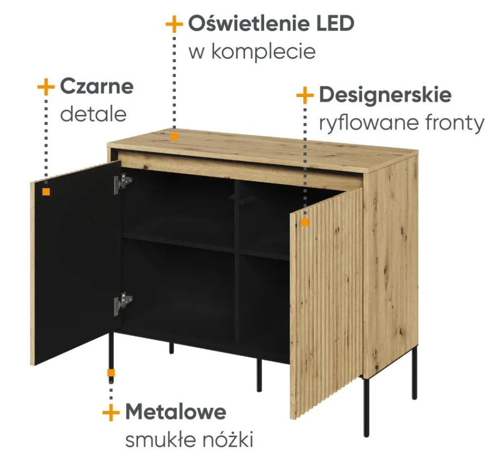 Dzieci Lenart Komody Do Biura|Komody Do Przedpokoju*Mała komoda z lamelami Trend TR-02 dąb artisan