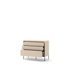 Lenart Komody Do Biura|Komody Do Przedpokoju*Mała komoda z oświetleniem do sypialni TREND TS-05 Beż piaskowy + czarny