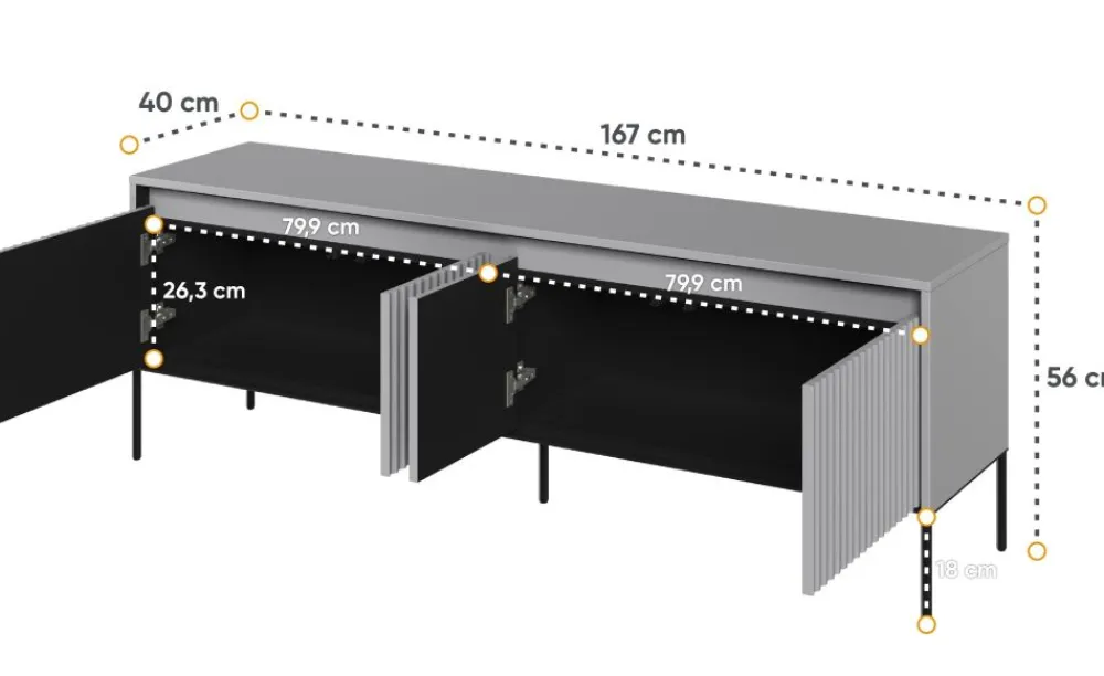 Lenart Szafki Rtv Do Salonu|Szafki Rtv*Mała ryflowana szafka RTV Trend TR-05 szara