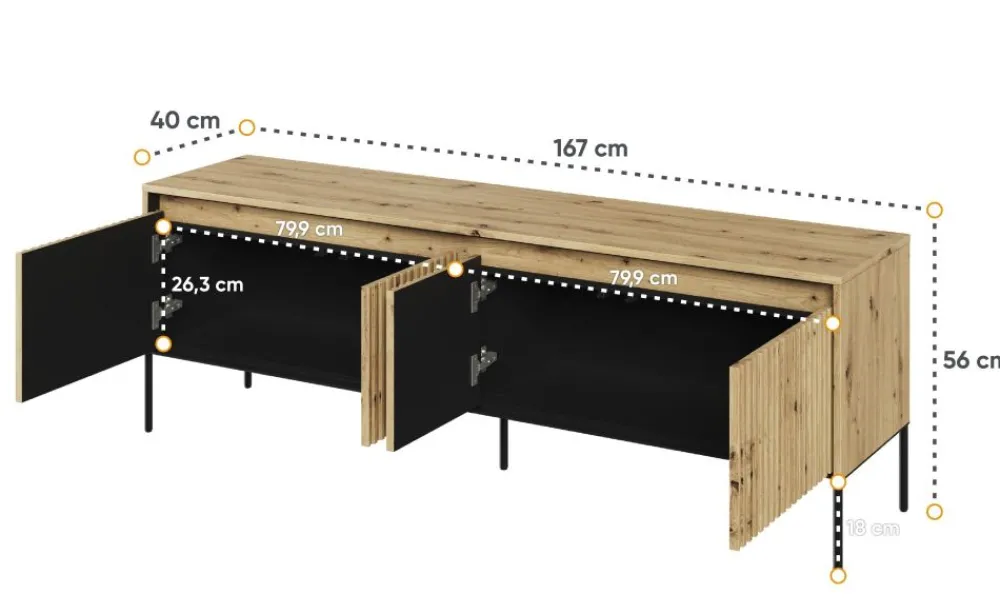 Lenart Szafki Rtv Do Salonu|Szafki Rtv*Mała szafka RTV z lamelami Trend TR-05 dąb artisan