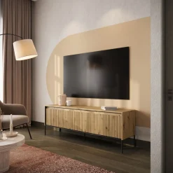 Lenart Szafki Rtv Do Salonu|Szafki Rtv*Mała szafka RTV z lamelami Trend TR-05 dąb artisan