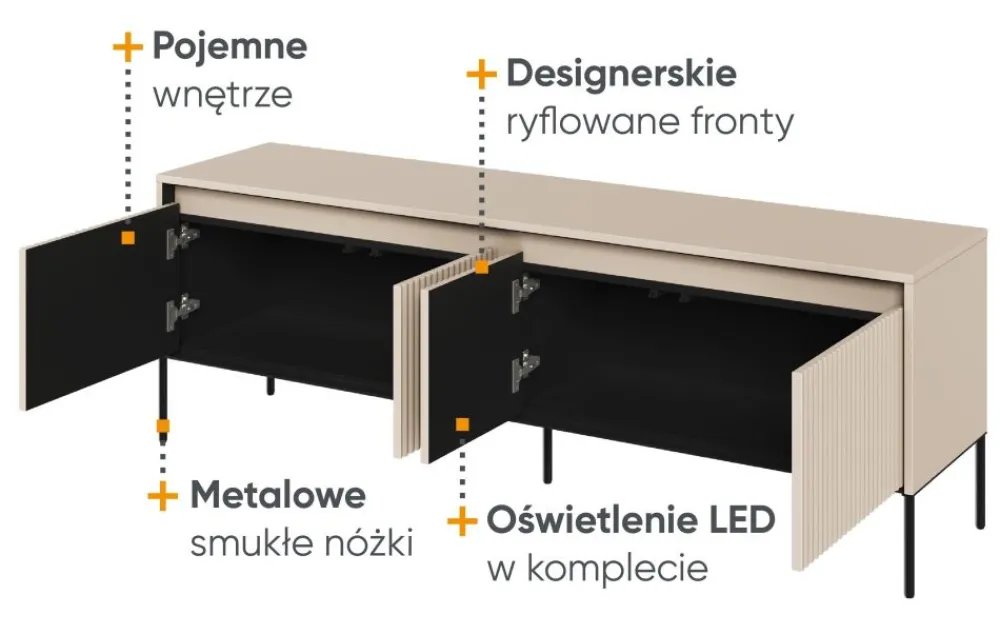 Lenart Szafki Rtv Do Salonu|Szafki Rtv*Mała szafka RTV z lamelami Trend TR-05 beż piaskowy