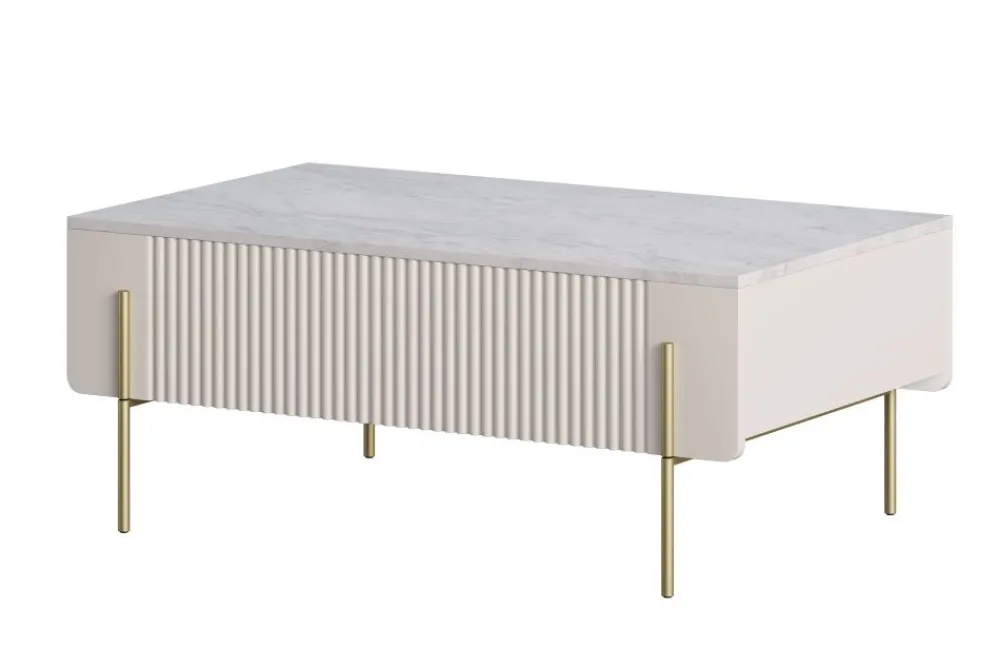 Bogart Ławy I Stoliki Do Pokoju Młodzieżowego|Ławy I Stoliki Do Salonu*MALMI Ława 100 2SZ - cashmere / crema bianca / złote nogi