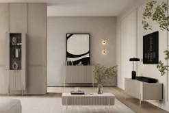 Bogart Komody Do Biura|Komody Do Przedpokoju*MALMI Komoda 150 3D - cashmere / crema bianca  / złote nogi