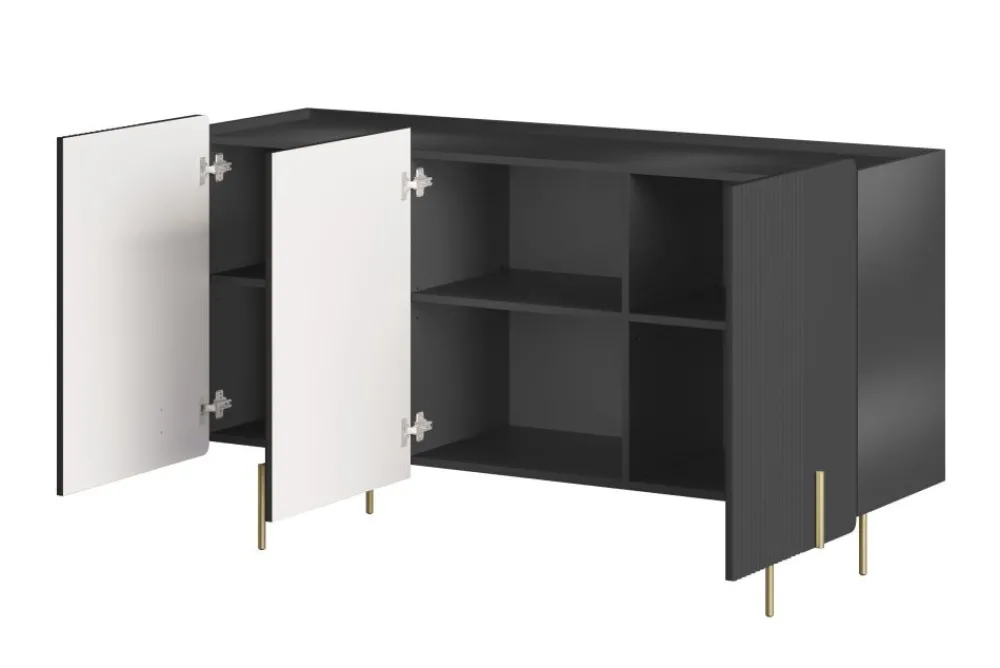 Bogart Komody Do Biura|Komody Do Przedpokoju*MALMI Komoda 150 3D - czarny / złote nogi