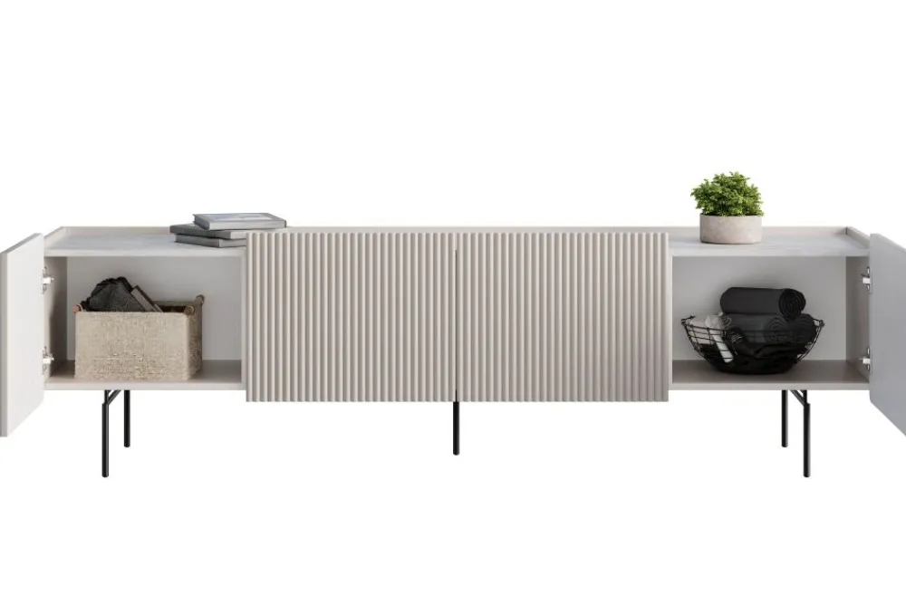 Bogart Szafki Rtv Do Salonu|Szafki Rtv*MALMI Szafka RTV 200 2D2SZ - cashmere / crema bianca / czarne nogi