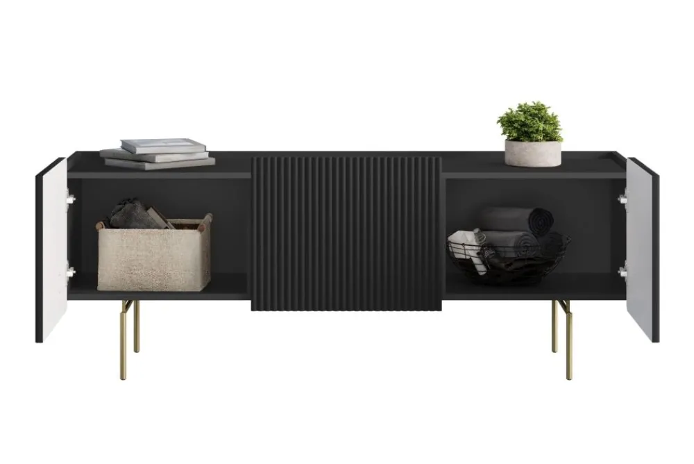 Bogart Szafki Rtv Do Salonu|Szafki Rtv*MALMI Szafka RTV 150 2D1SZ - czarny / złote nogi