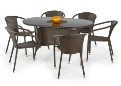 Halmar Meble Ogrodowe*MASTER stół ogrodowy, kolor: szkło - czarny, ratan - c.brąz (2p=1szt)1 sztuka