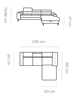 Wersal Narożniki Do Salonu|Narożniki*Mały narożnik rozkładany z regulowanymi zagłówkami Navas S