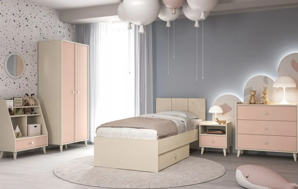 ML Meble Komody*Mevel 06 Piasek pustyni/Millennial pink - komoda 3S