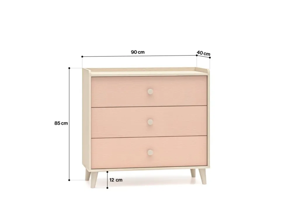 ML Meble Komody*Mevel 06 Piasek pustyni/Millennial pink - komoda 3S