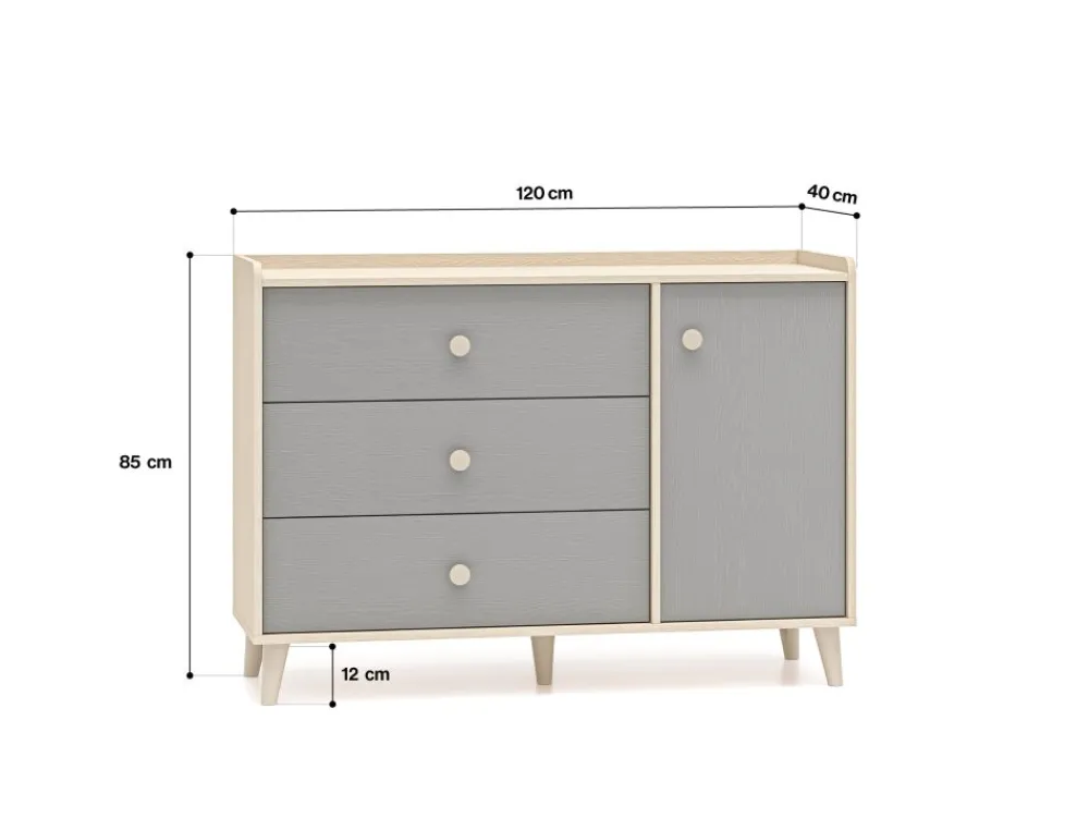 ML Meble Komody*Mevel 05 Piasek pustyni/szary pallad - komoda 1D3S