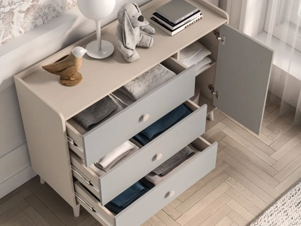 ML Meble Komody*Mevel 05 Piasek pustyni/szary pallad - komoda 1D3S