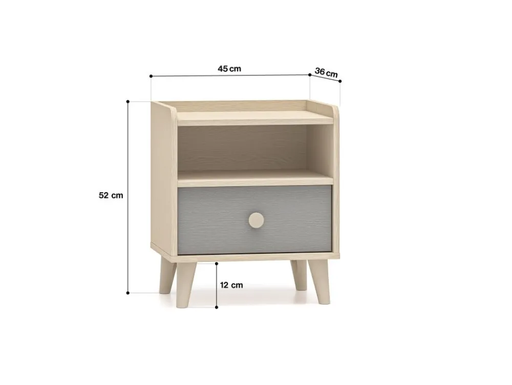ML Meble Szafki Nocne*Mevel 10 Piasek pustyni/szary pallad - szafka 1S