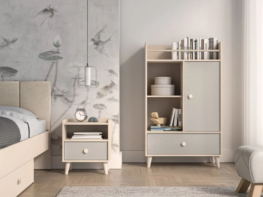 ML Meble Szafki Nocne*Mevel 10 Piasek pustyni/szary pallad - szafka 1S