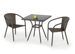 Halmar Meble Ogrodowe*MOBIL stół ogrodowy, kolor: szkło - czarny, ratan - c.brąz (1p=1szt)1 sztuka