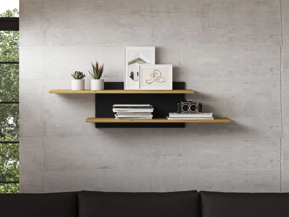 ML Meble Półki*MODESTO 08 dąb stylowy/czarny - półka