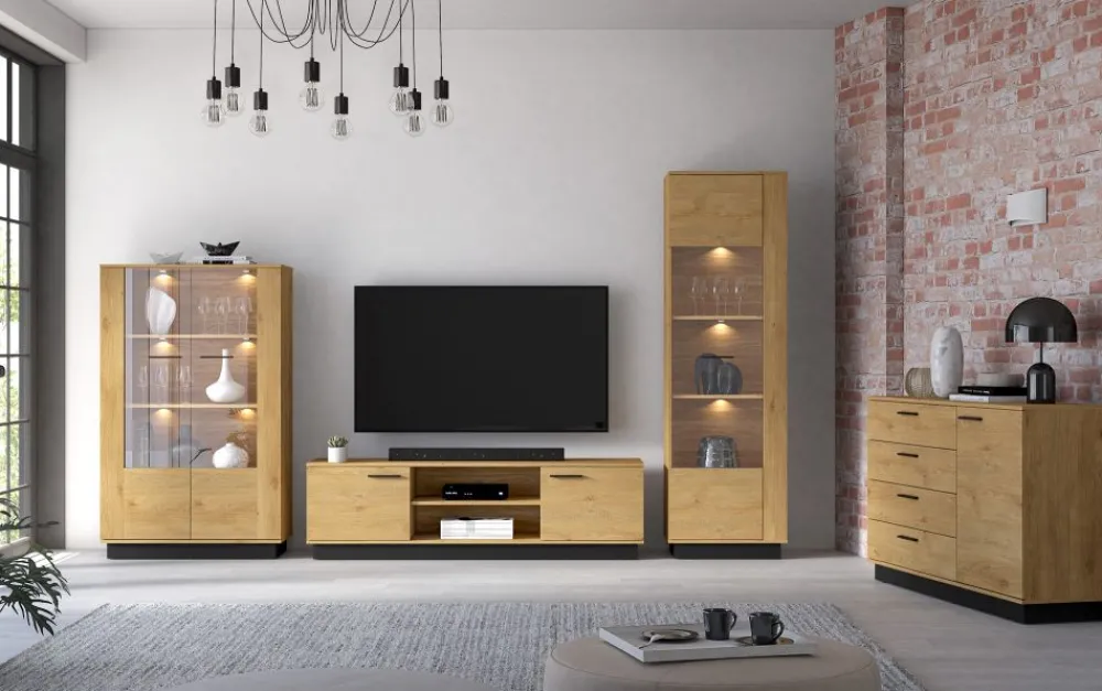 ML Meble Stoliki Kawowe I Ławy*MODESTO 07 dąb stylowy/czarny - stolik