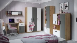 Dzieci ML Meble Biurka Do Pokoju Młodzieżowego|Krzesła Do Biurka Do Pokoju Dziecięcego*Młodzieżowe biurko z szuflada i szafką FINI 08