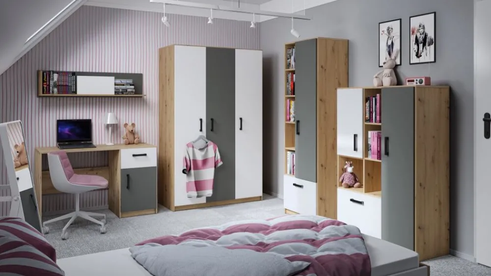 Dzieci ML Meble Biurka Do Pokoju Młodzieżowego|Krzesła Do Biurka Do Pokoju Dziecięcego*Młodzieżowe biurko z szuflada i szafką FINI 08