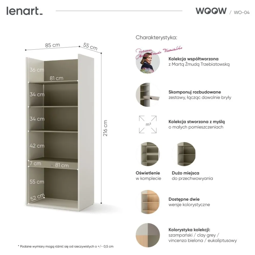 Dzieci Lenart Szafki I Regały Do Biura|Szafki I Regały Do Pokoju Młodzieżowego*Młodzieżowy regał otwarty z półkami WO-04 kolor szampański / eukaliptus