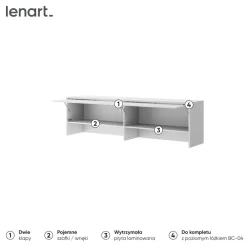 Lenart Tapczany|Nadstawki Do Półkotapczanu*NADSTAWKA BC-09 DO PÓŁKOTAPCZANU POZIOMEGO BIAŁY / BIAŁY POŁYSK BED CONCEPT