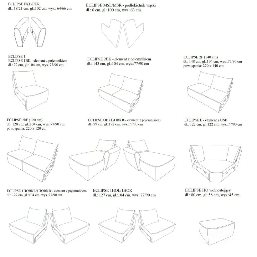 Libro Narożniki Do Salonu|Narożniki*Narożnik modułowy z funkcją spania i portem USB Eclipse - komfort, który pokochasz