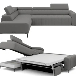 Wersal Narożniki Do Salonu|Narożniki*Narożnik z funkcją spania 140x197 i pojemnikiem Gandi Corner Ontario 16 - szary