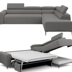 Wersal Narożniki Do Salonu|Narożniki*Narożnik z funkcją spania 140x197 i pojemnikiem Gandi Corner Ontario 16 szary