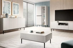 Bogart Stoliki Kawowe I Ławy*NICOLE ŁAWA 120 2SZ - biały mat / czarny stelaż