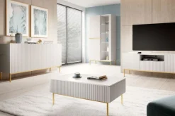 Bogart Stoliki Kawowe I Ławy*NICOLE ŁAWA 120 2SZ - biały mat / złoty stelaż