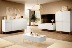 Bogart Stoliki Kawowe I Ławy*NICOLE ŁAWA 120 2SZ - biały mat / złoty stelaż